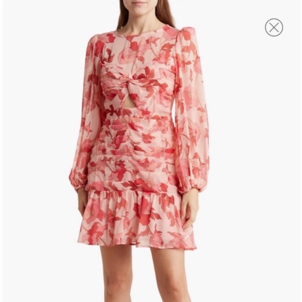 Astr Pink Floral Midi Dress